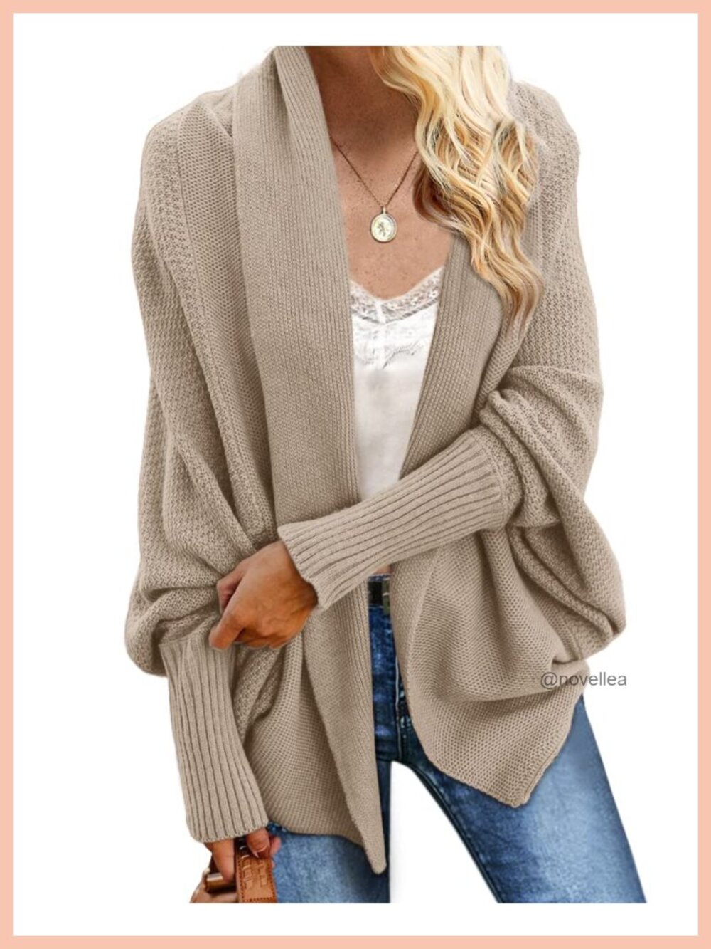 Batwing Sleeve Cable Knit Oversized Wrap Cardigan Sweater